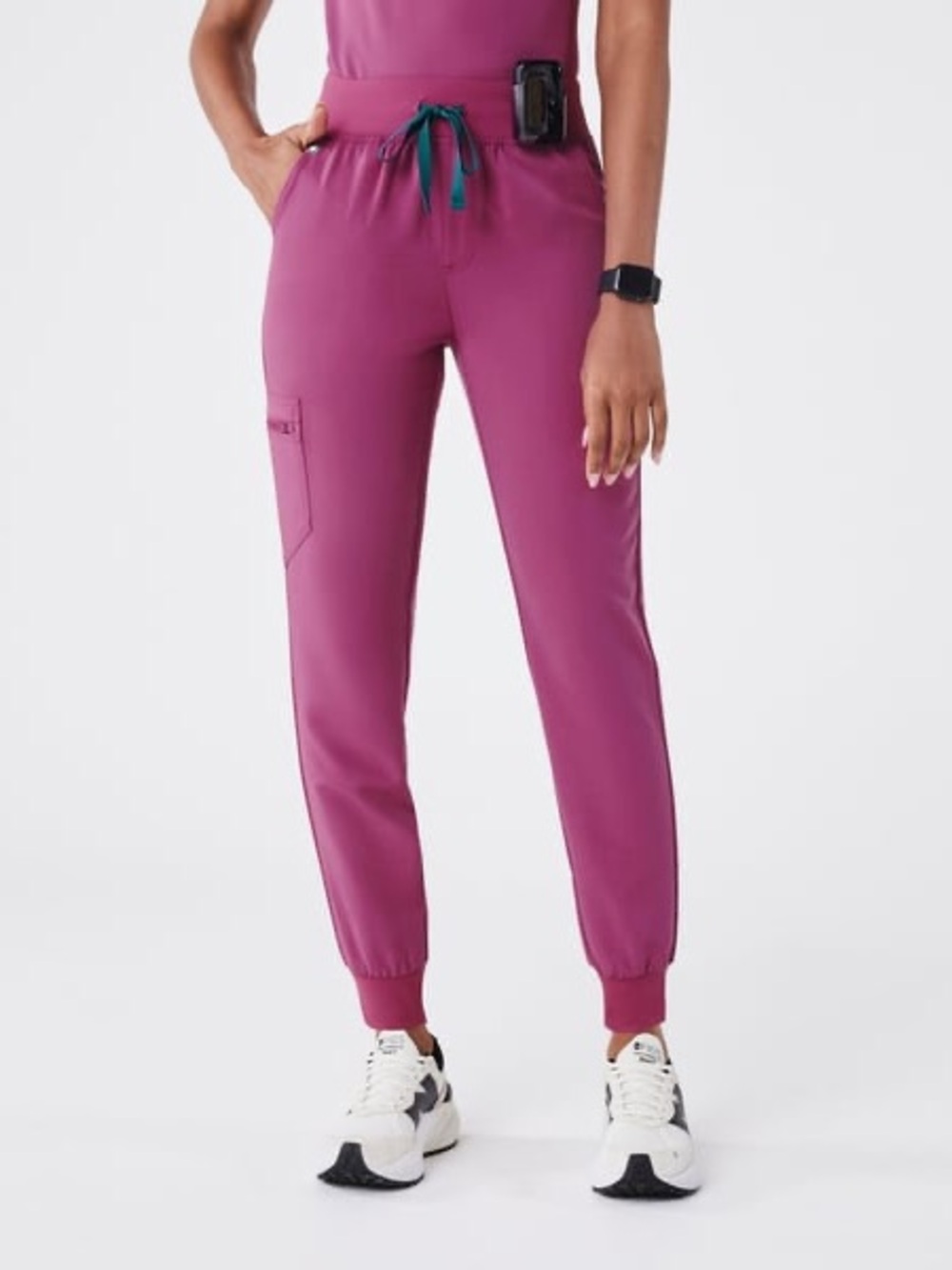 Figs High Waisted Zamora Jogger Style Bright Fuchsia Scrub Pants, Size XS